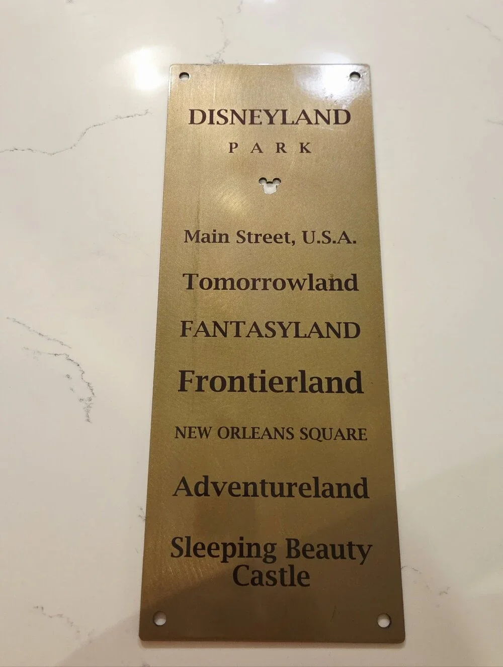 The Art Of Disney Theme Parks Gold Metal Sign Plaque Art Naming Lands Castle